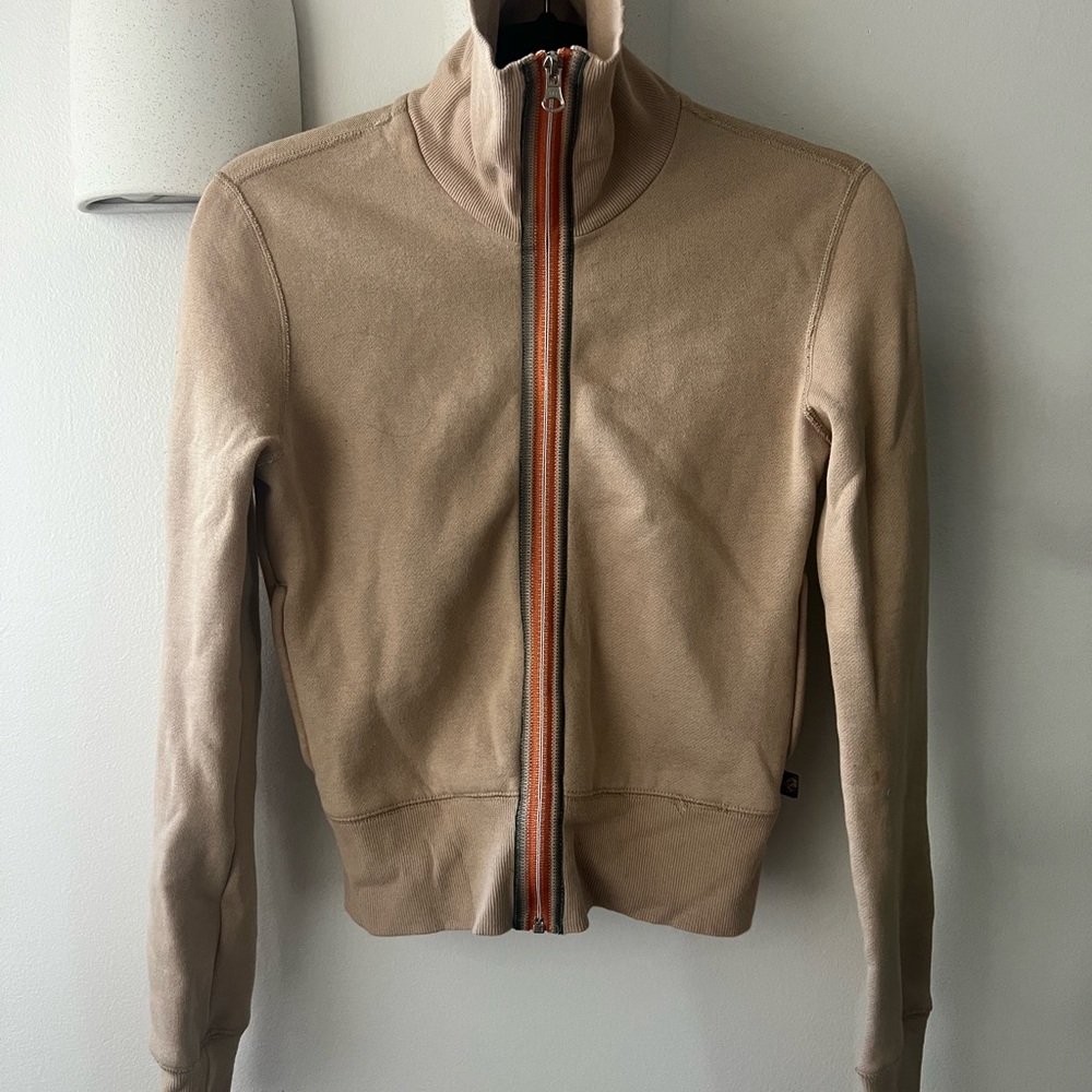 TNA Tan Bomber Jacket with Striped Zip